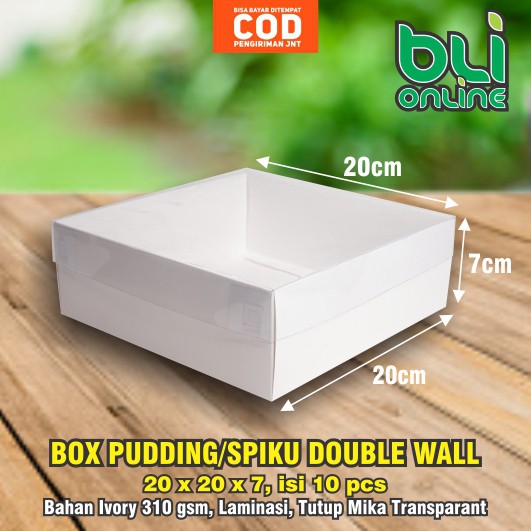 

Box Pudding 20 x 20 x 7 isi 10pcs / Dus Pudding / Kotak Pudding /.packaging Pudding / Spiku Doublewall
