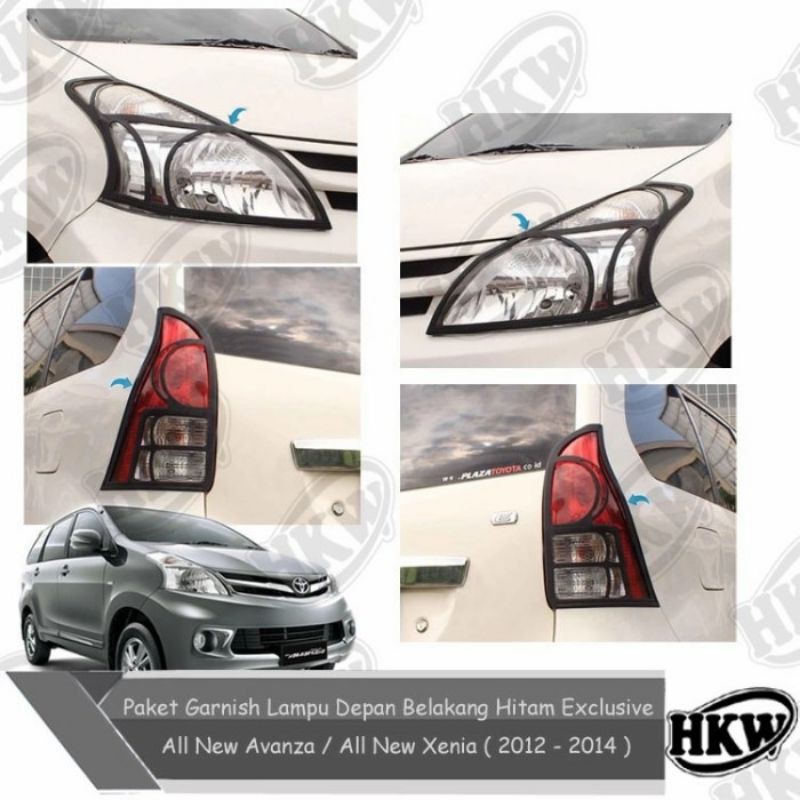 Paket Garnish Lampu Depan Belakang Hitam Exclusive All New Avanza