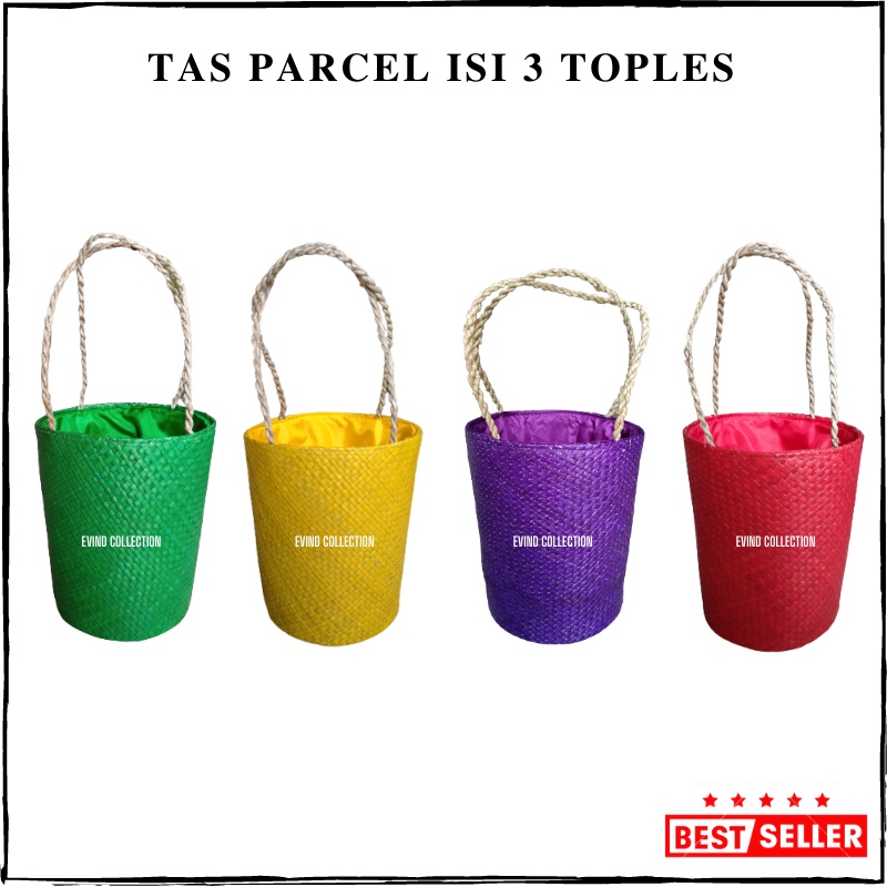 Tas Parcel Isi 3 Toples Keranjang Hampers Anyaman Tas Hampers Lebaran