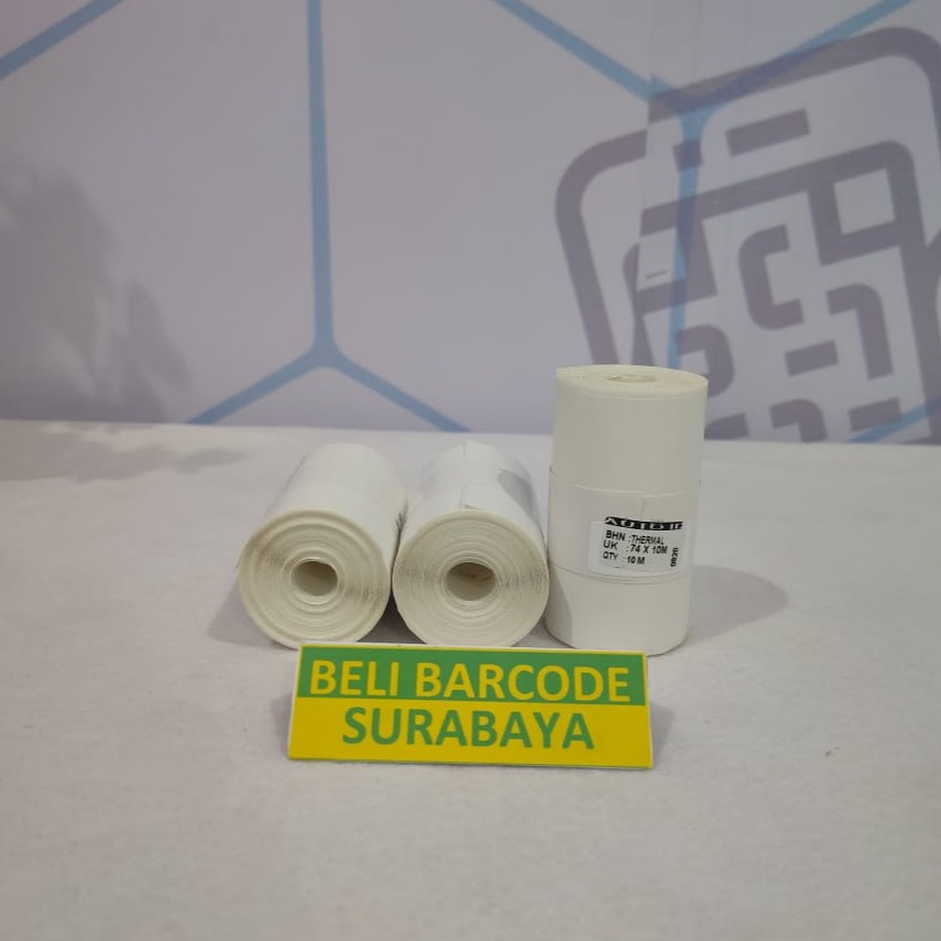 LABEL THERMAL CETAK BARCODE DAN STRUK 74X10 - 74 X 10 MM PRINTER BLUETOOTH