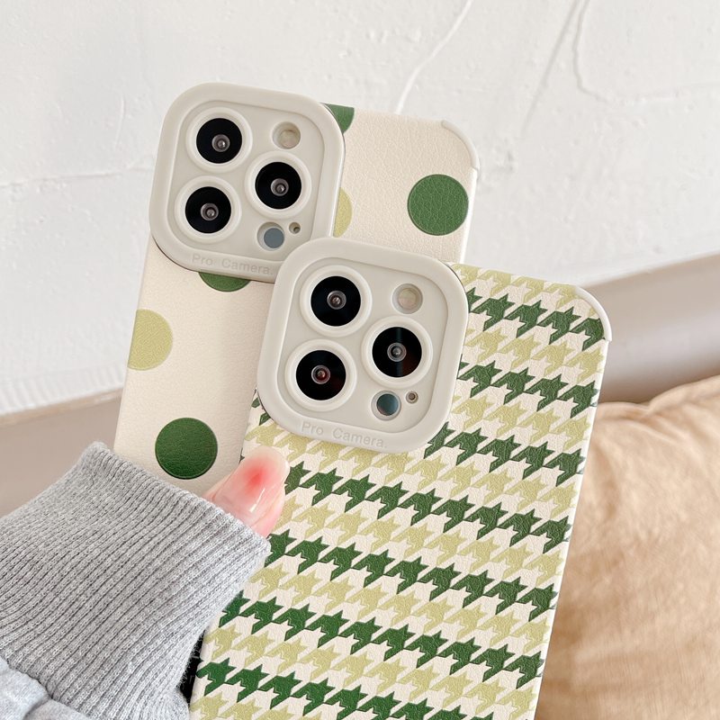 Keep Loving Fashion Green Houndstooth dots Case Hp VIVO V9 V20 S1 V15 Z1 Pro Y66 V5S V5 Lite Y83 Y81 Apple iPhone 6 7 8 Plus 7+ 8+ iPhone XS Max iPhone XR iPhone 11 12 13 Pro Max Case Women's