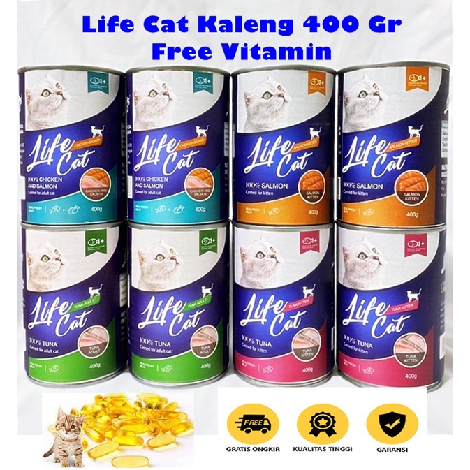 Makanan Kucing Basah Life Cat Kaleng 400Gr Free Vitamin Wet Food Kitten &amp; Adult