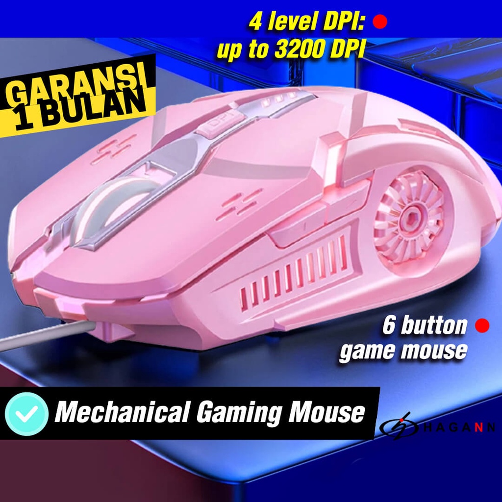 Mouse Gaming Wired Kabel USB Laptop Komputer PC Game RGB LED Murah Unik Ergonomic Up To 3200 DPI