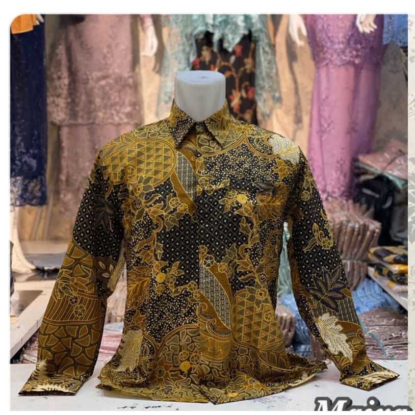 Couple batik kemeja dan rok plisket / set rok plisket dan kemeja batik / motif aurel gold