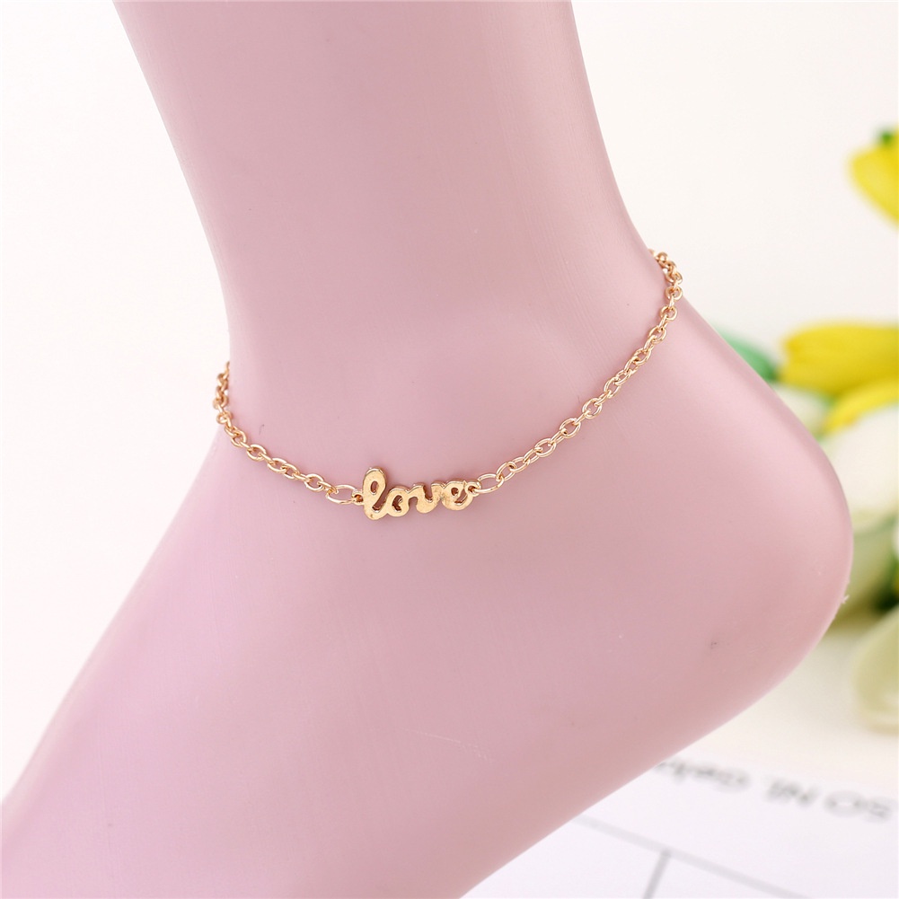 Gelang Kaki Desain Love Letter Bahan Alloy Gaya Eropa Amerika Untuk Musim Panas