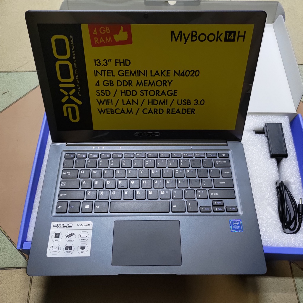 Axioo Mybook 14H N4020 4GB SSD 256 13.3 FHD W10 PRO