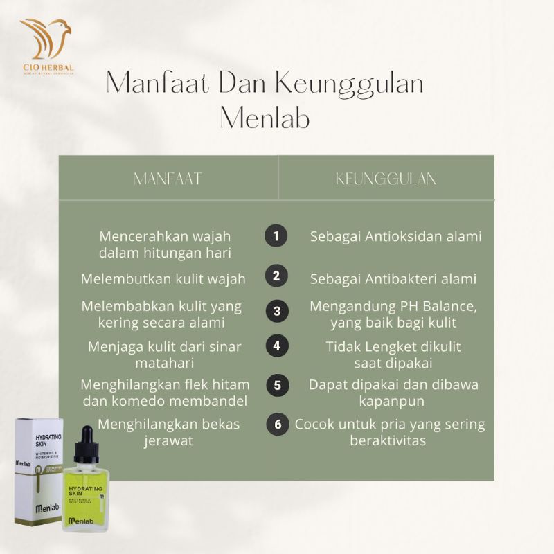 SERUM MENLAB HYDRATING SKIN PENCERAH WAJAH PRIA