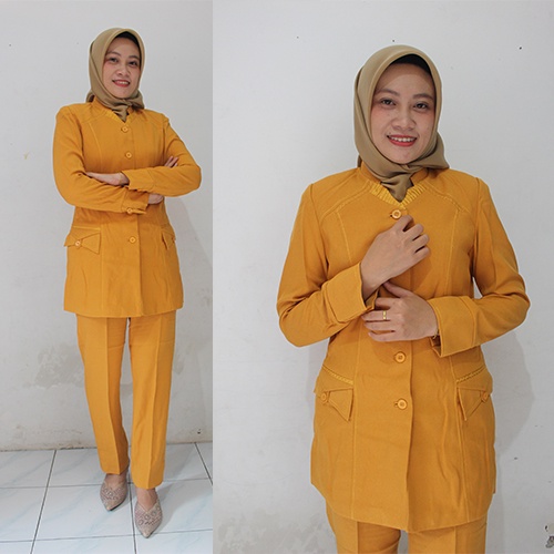 Blazer warna kuning 216 setelan Rok Dan Celana-seragam Guru dan PNS-Pakaian Pemda terbaru-blazer terbaru