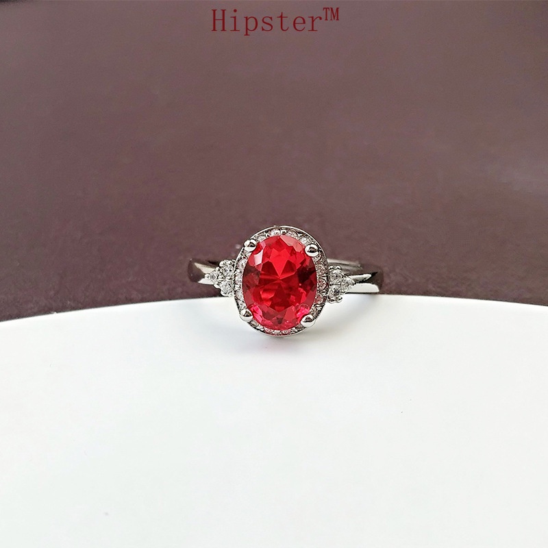 New Retro Trendy Light Luxury Full Diamond Ruby Couple Couple Rings