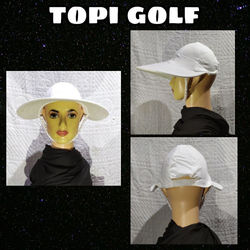 Topi Golf Lebar Putih Perlengkapan Haji Umroh Wanita