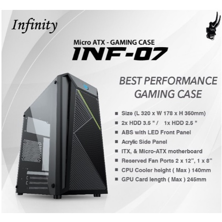 CASING INFINITY INF 07 CASING GAMING INFINITY F07 + PSU 250 WATT