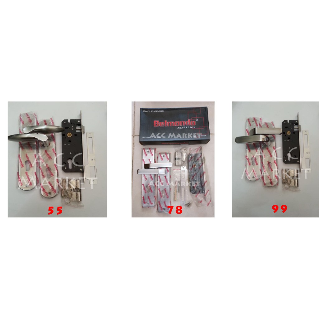 Handle Set Kunci Pintu Rumah BM BESAR Putih | Handel Pegangan Tarikan Door Lock Key Stainless