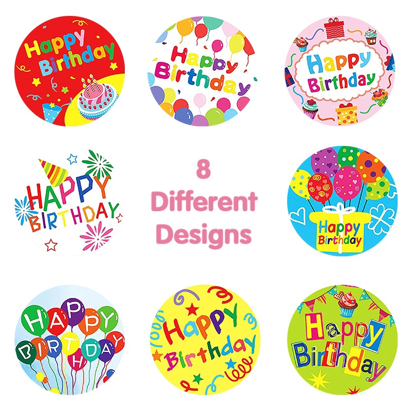 

XS-ST05 Stiker Happy Birthday 1roll 500pcs Stiker Ulang Tahun Label Serbaguna Dengan Motif Yang Cantik