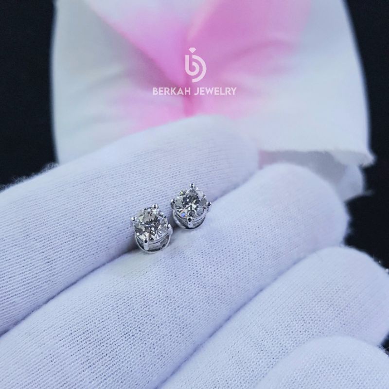 Giwang Mata 1 Emas Berlian Total 0,95 Ct Asli Natural Diamond