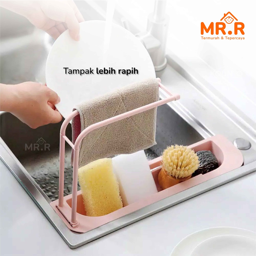 Tempat Spon Rak Cuci Piring Tirisan Wastafel Gantungan Kain Lap Dapur Sabun Kitchen Sponge Rag Rack