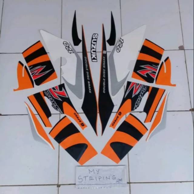 Striping satria R 2002 hitam orange