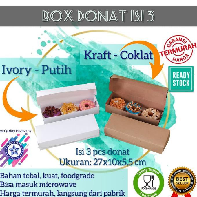 

Box Donat Isi 3/ Dus Kue Bolu/Brownies Polos Foodgrade - Cokelat