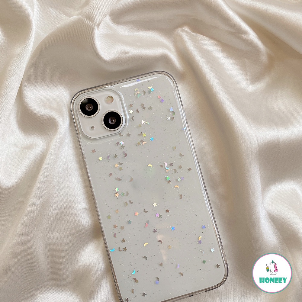 Casing Soft Case Bumper TPU Glitter Sequin Gold Foil Anti Slip Untuk IPhone 14 13 12 11 Pro Max X XS XR 8 7 Plus