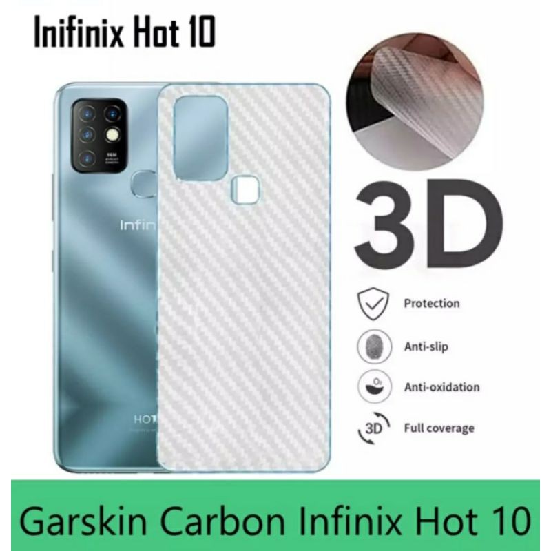 PROMO 3in1 Paket Tempered Glass INFINIX HOT 10 Full Layar Anti Gores Kamera Garskin Carbon 3D