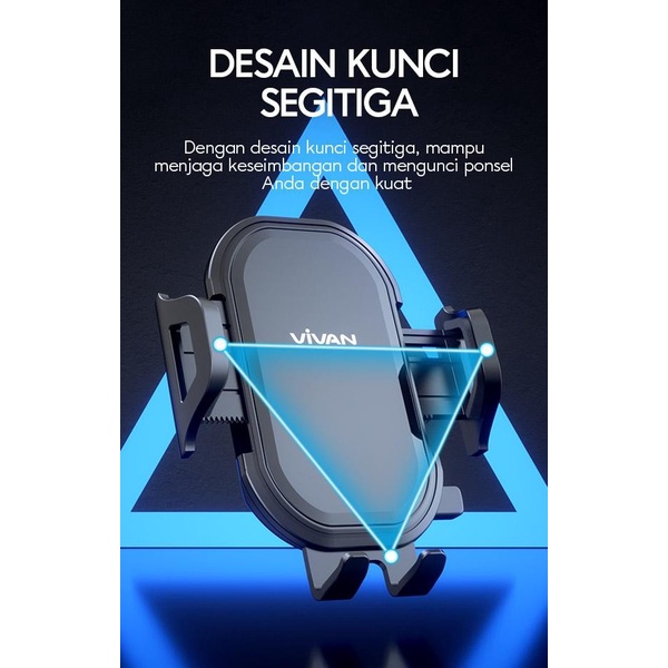 Vivan CHS11 Car Mount Phone Holder Alumunium Tube Automatic Kaca Depan