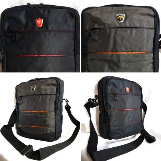 Tas Selempang pria travel pouch hitam ukuran tablet 10 inch - Tracker 40403 original