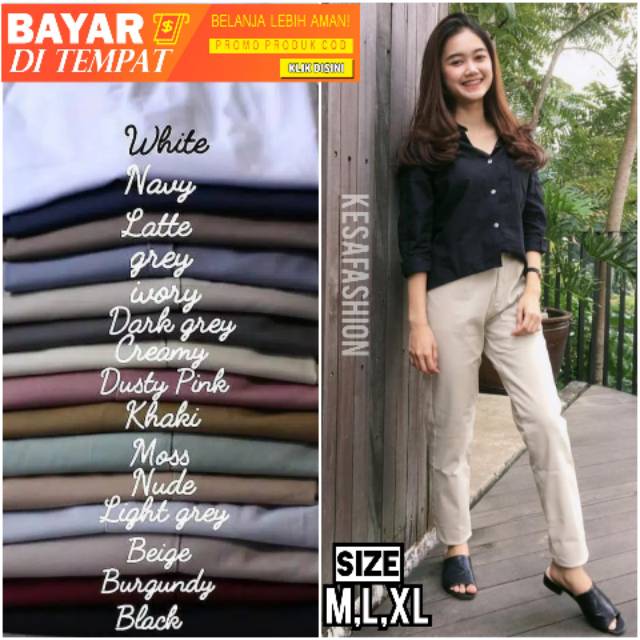 LANGSUNG ORDER SAJA SISA DIKIT ! CELANA KATUN CEWEK MISSHOTTY S M L XL STRETCH/KARET HIGHWAIST