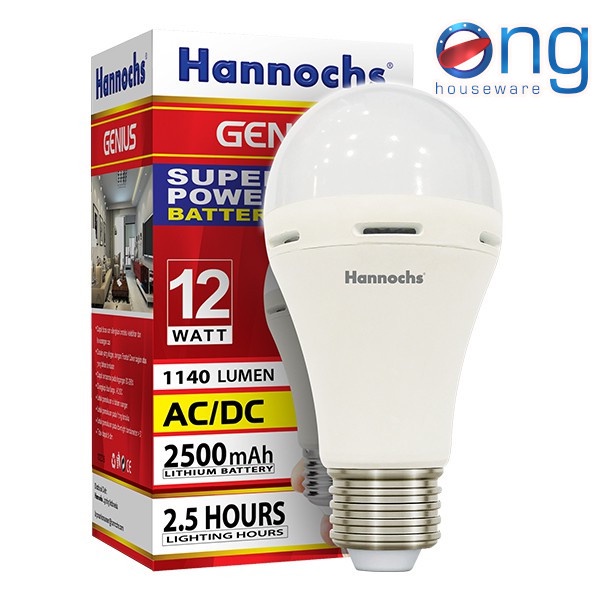 Bohlam Lampu Lamp LED Emergency Magic 12 Watt Hannochs Hannoch Genius