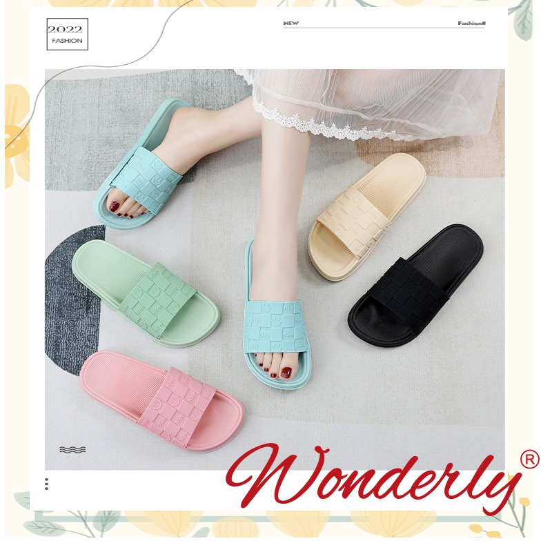 Wonderly Sandal Slop Wanita Flat Smile V202-A37 PVC