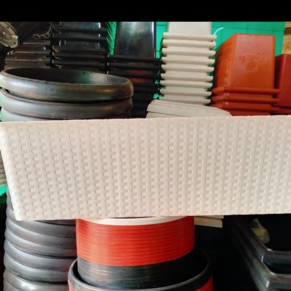 Jual Promo Pot Panjang Plastik Anyaman Putih Pot Tanaman 70cm Diskon
