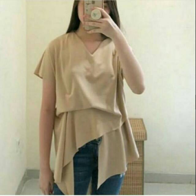 Atasan Blouse scuba model casual Ken-323