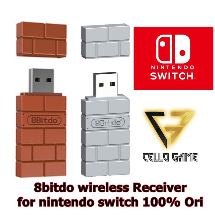 8 Bitdo USB Wireless 8BITDO Adapter Nintendo SWITCH Stik receiver - Cokelat