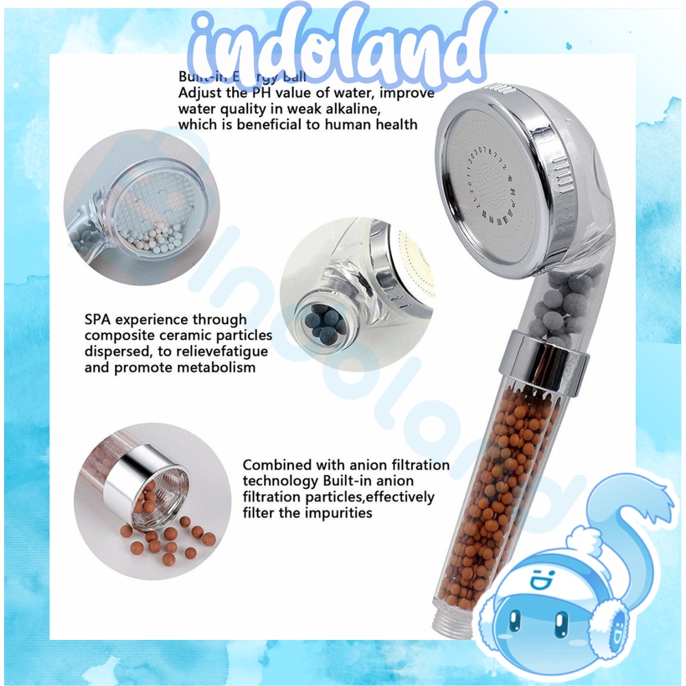 ☀ INDOLAND ☀ Shower Kepala Mandi Paket 300 Lubang Tekanan Tinggi Pancuran Aerator Head Filter Selang Rumah Salon R661