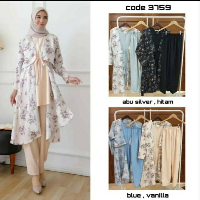 Setelan tunik dan celana cantik