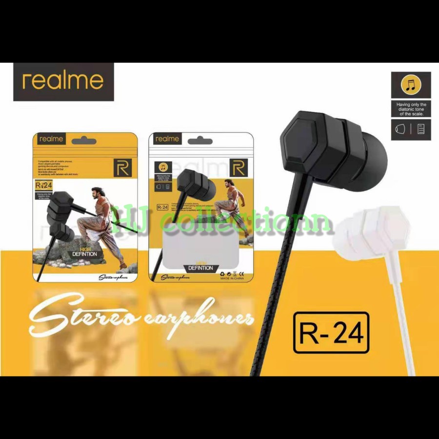 JG HEADSET HANDSFREE REALME R24 + MIC STETEO EARPHONE R-24