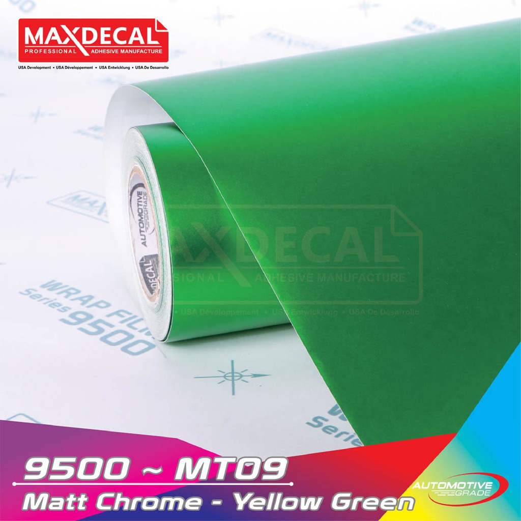 Maxdecal 7500 MT09 Matte Chrome Yellow Green, Wrap Series Sticker, Roll 50cm x 9m
