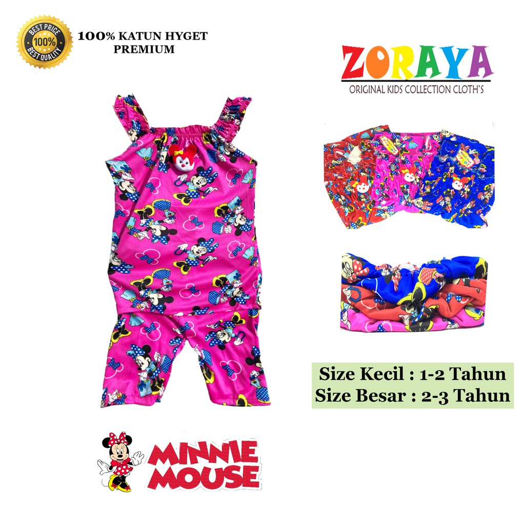 Setelan Anak  Perempuan  motif Mickey  Mouse  Baju  Celana 