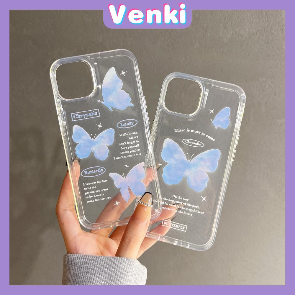 iPhone Case Clear Case Soft Thick TPU Shockproof Super Transparent Protection Camera Plating Button Blue Butterfly For iPhone 13 Pro Max iPhone 12 Pro Max iPhone 11 iPhone 7 Plus