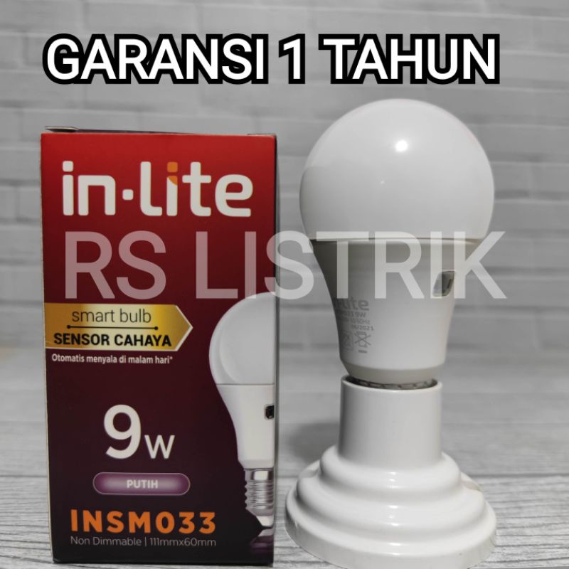 in-Lite LED Lampu Sensor Cahaya 9W 9 Watt INSM033 CAHAYA PUTIH 6500K