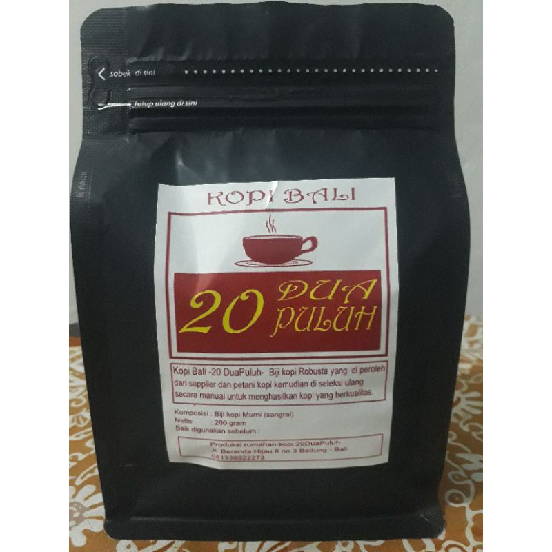 

KOPI BALI ROBUSTA MURNI 20DUAPULUH (BIJI 200GRAM)