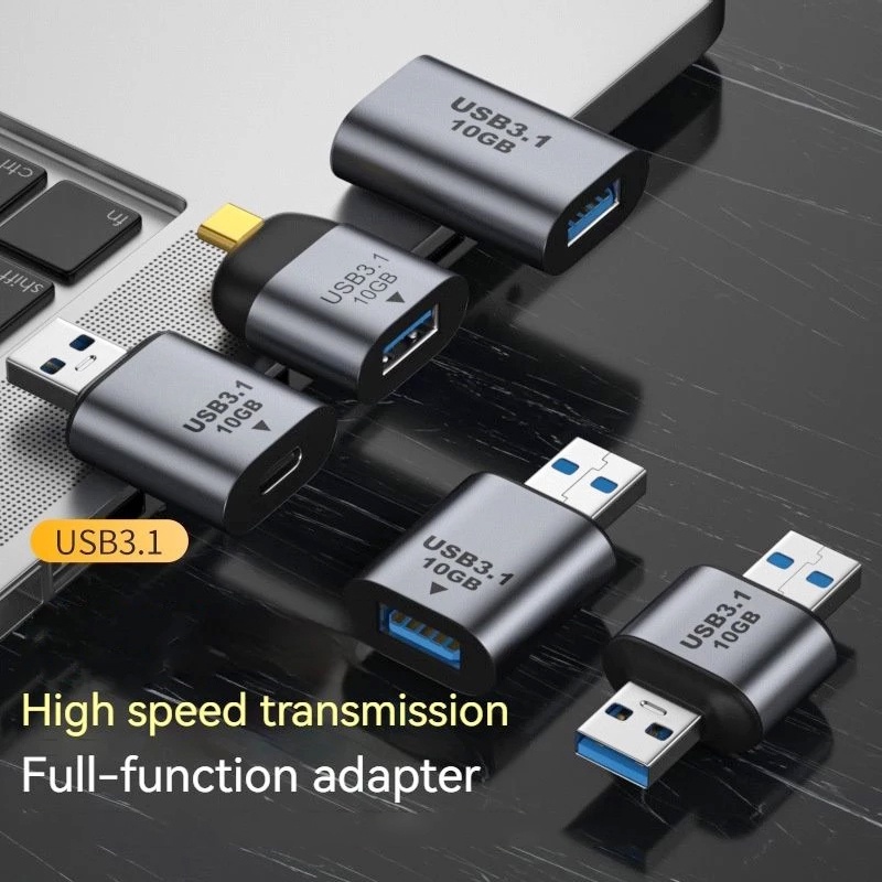 Adapter OTG USB Tipe C 3.1 3A 10Gbps Fast Charging Multifungsi Bahan Aluminum Alloy Untuk Hp / Macbook / Tablet