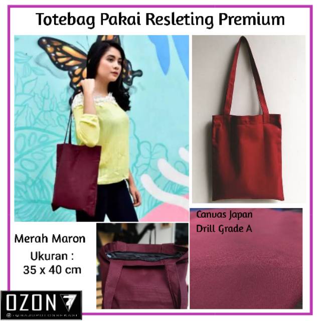 Totebag Polos Goody Bag Canvas Drill Polos Tas Slempang Wanita dan Pria Murah - Navy Biru dongker