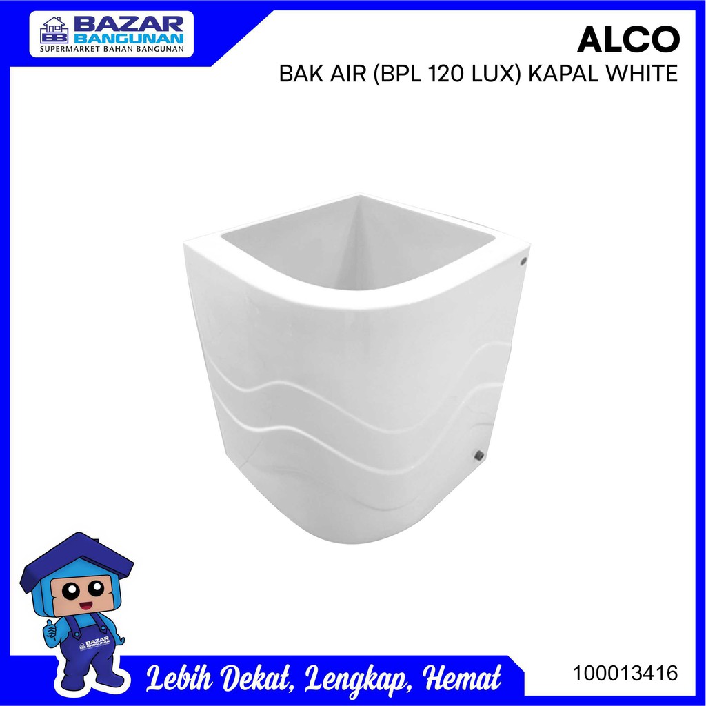 Alco - Bak Air Mandi Sudut Luxury Fiber Glass 120 Liter 120 Ltr White
