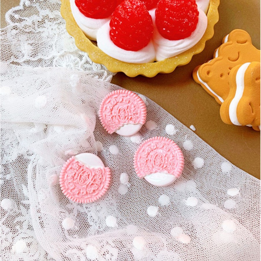 PBI-01 pin bross biscuit oreo biskuit cokelat pink choco unik lucu