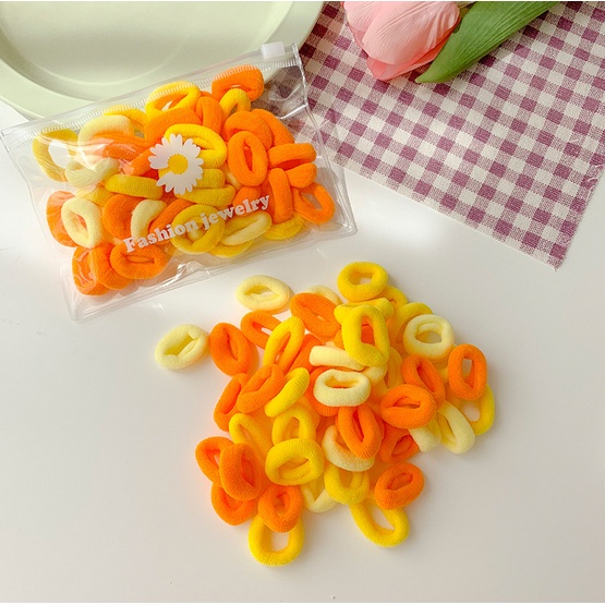 Ikat Rambut Korea Anak Perempuan Kunciran Rambut Polos 1 Set 50 Pcs Aksesoris Karet Rambut cewe lucu AK108