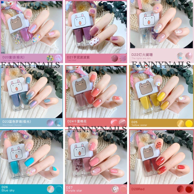 (9-28) FNY 2IN1 PEEL OFF KOREA NAIL POLISH 2 WARNA HALAL MUSLIMAH WATER BASED KUTEK NON PEEL OFF