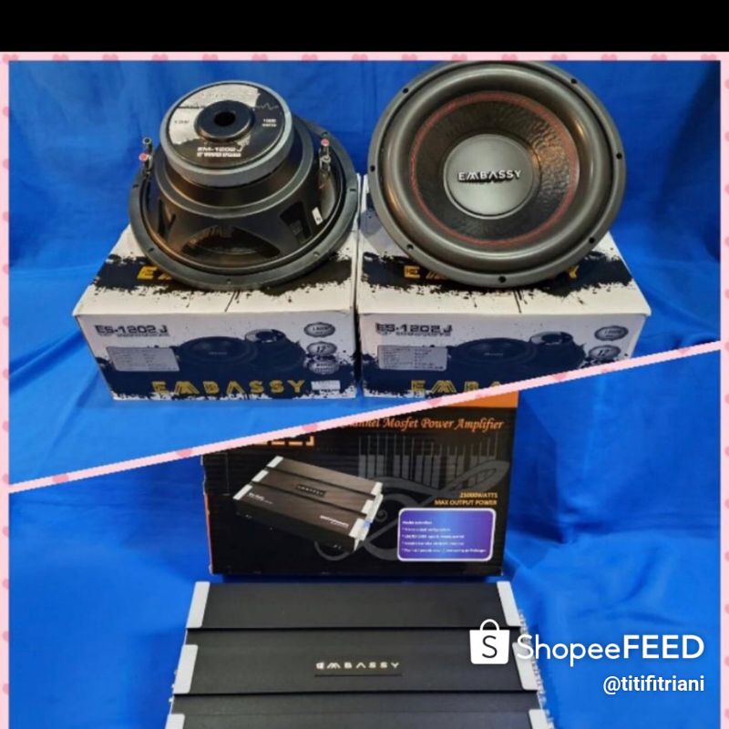 Paket subwoofer plus power 4chanel embassy