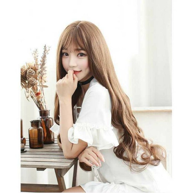 wig rambut palsu gelombang panjang wavy keriting wik warna wiq hairclip hair clip wanita korea