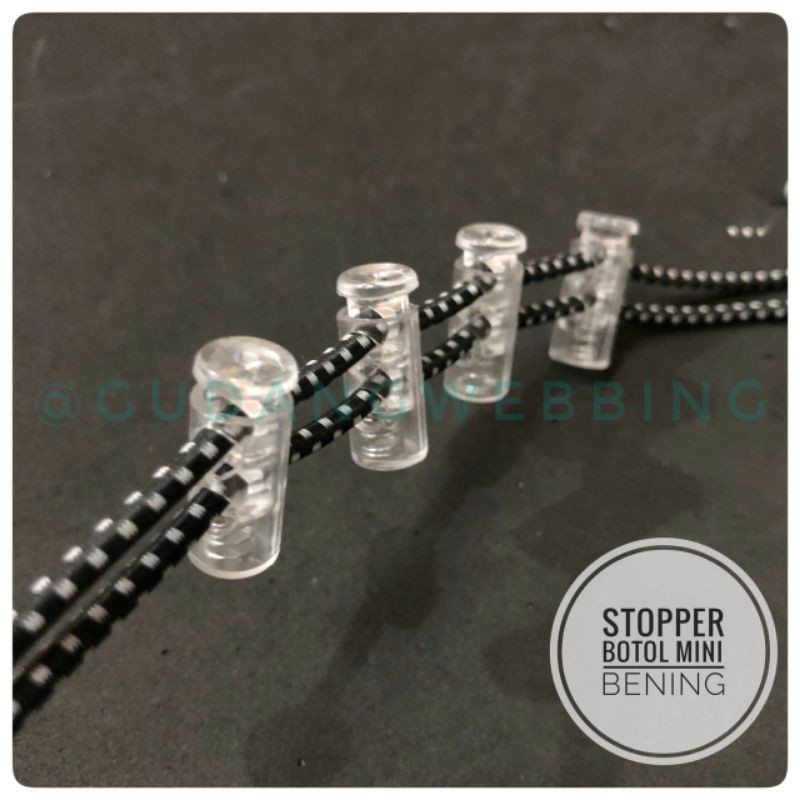 Stopper Tali 2 lubang - stopper botol mini bening 9mm