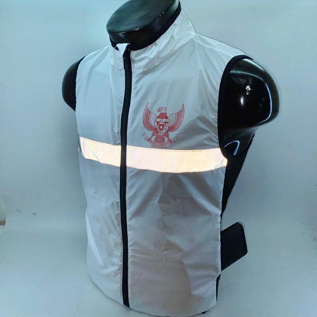 Rompi Vest Sepeda HUT RI 77 Dirgahayu Republik Indonesia Olahraga Neology Windbreaker - Putih