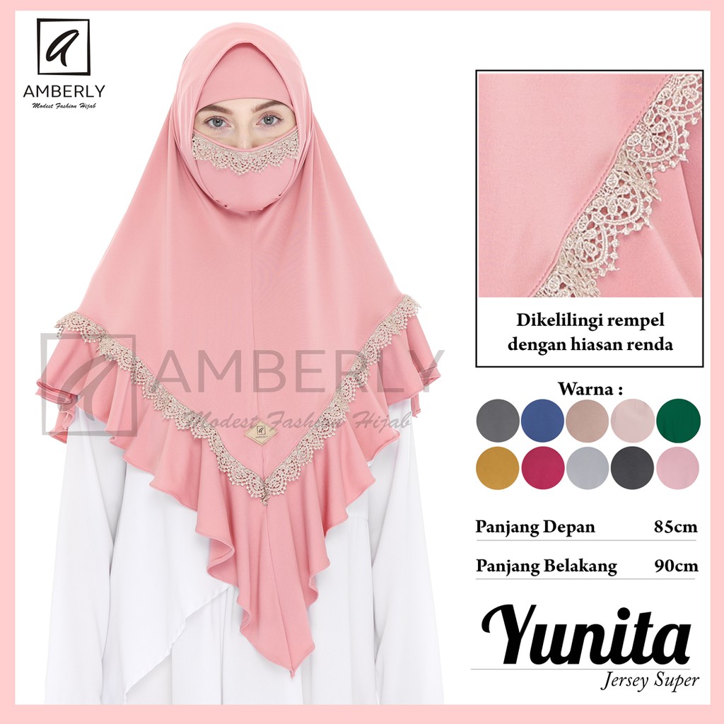 Amberly Yunita Jilbab instan masker bahan Jersey Super